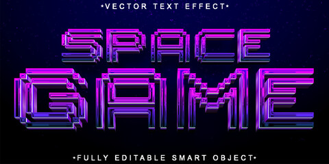 Poster - Space Game Cartoon Orange Space Game Space Game Vector Fully Editable Smart Object Text Effect