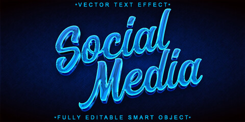 Aufkleber - Blue Social Media Vector Fully Editable Smart Object Text Effect