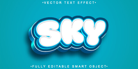 Poster - Cartoon Azure Sky Vector Fully Editable Smart Object Text Effect