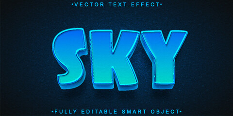 Wall Mural - Cartoon Azure Sky Vector Fully Editable Smart Object Text Effect