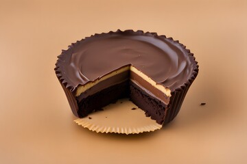 Wall Mural - American peanut butter cup with its rich chocolate exterior and creamy peanut butter filling, AI Generated