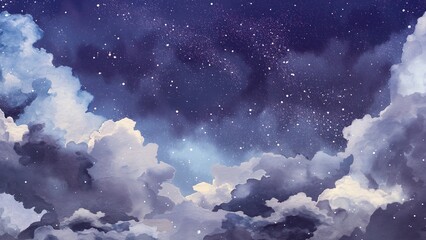 Wall Mural - abstract watercolour background of starry night sky