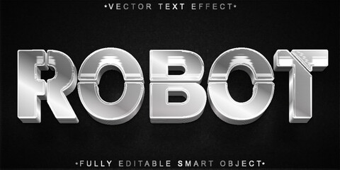 Poster - Silver Robot Vector Fully Editable Smart Object Text Effect