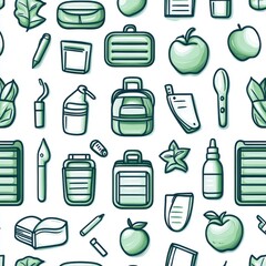 Poster - Green School Supplies Pattern