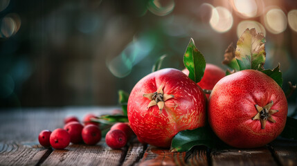 Wall Mural - Rosh Hashanah, jewish new year holiday concept with traditional symbols, apples, honey, pomegranate. Rosh hashanah background.