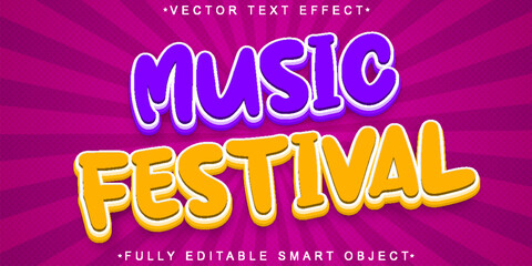 Poster - Cartoon Colorful Music Festival  Vector Fully Editable Smart Object Text Effect