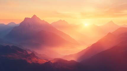 Canvas Print - Sunrise Over Majestic Mountains