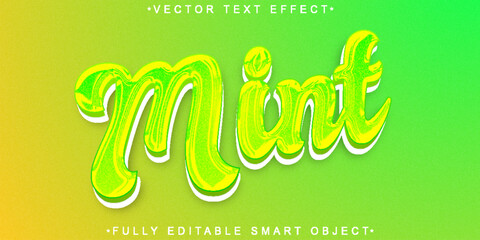 Poster - Green Cartoon Mint Vector Fully Editable Smart Object Text Effect