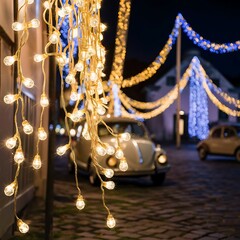 Wall Mural - Glitter vintage lights background. light gold and blue. defocused.