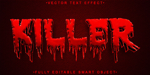 Poster - Red Horror Killer Vector Fully Editable Smart Object Text Effect