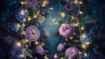 Romantic blue floral vintage background