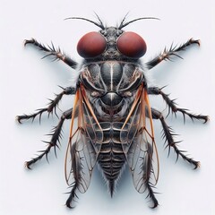 Wall Mural - whole view of a insect on white background , view from above.