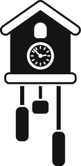 Poster - Simple black and white vector illustration of a cuckoo clock, perfect for representing time, tradition, or german culture