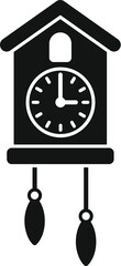 Poster - simple black and white vector of a cuckoo clock, symbolizing timekeeping, tradition, and nostalgia