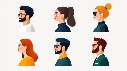 Diverse people, digital avatars vs. real selves, identity and privacy in digital age, flat design illustration