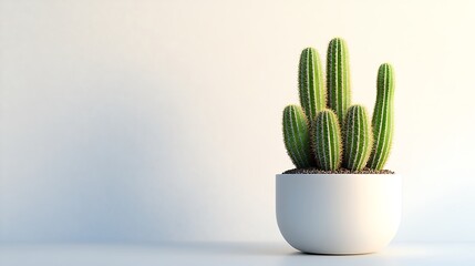 Wall Mural - Minimalist Interior with Modern Cacti Planter in Bright Indirect Light Creating Fresh Atmosphere