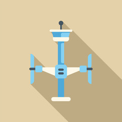 Poster - modern drone with antenna is flying and monitoring, flat style icon with shadow