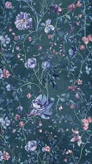 Poster - Romantic blue floral vintage background