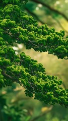 Poster - Full frame of green foliage on branches with blurred background