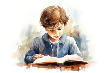 Wall Mural - Reading publication portrait child.