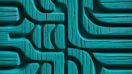 Poster - Abstract empty turquoise wooden textured background, close-up view