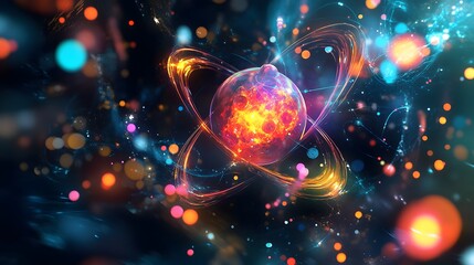 97. Creative sci-fi depiction of a toxic atom surrounded by vibrant, reactive molecular fields