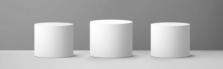 Poster - a 3d white cylinder on grey background with perspective. cylinder pillar, empty museum stages, pedes
