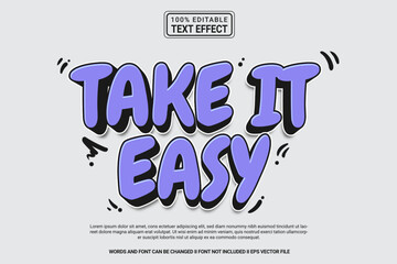 Aufkleber - Editable text effect Take it Easy 3d cartoon template style modern premium vector