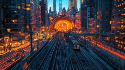 Canvas Print - City Train Tunnel.