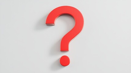 Fototapete - Three-dimensional rendering of walls and floors with a test copyspace in the center and a red question mark on white background
