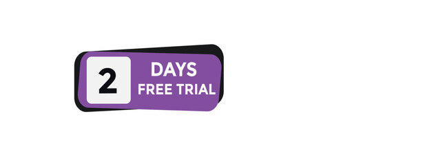 2 days free trial Countdown number banner templates. time icon. Vector Illustration 
