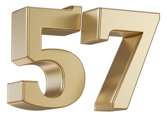 Gold 3D Number 57