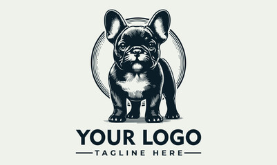 Poster - Vector logo French Bulldog standing with a calm expression