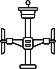 Poster - Line icon of a drone showing wind direction with control tower on top