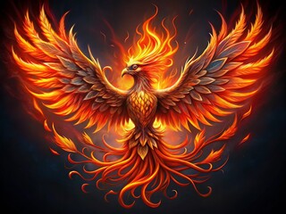 a vibrant, intricate tattoo of a phoenix emerging from fiery ashes, symbolizing rebirth, resilience,