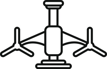 Poster - simple icon of a drone with three propellers, flying in the air