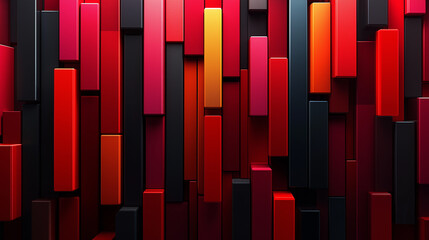 Aufkleber - Colorful stacked rectangles create a vibrant abstract wall art display in shades of red and black