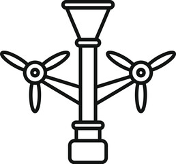 Poster - simple icon of a street light using wind turbines for powering, promoting the concept of sustainable
