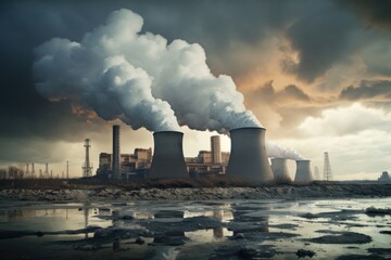 Canvas Print - A thermal power station architecture pollution outdoors.