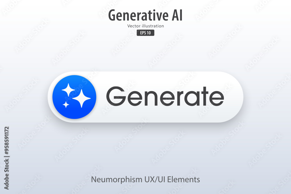 Generate AI button. Enter command prompt to generate ideas. 3D modern ...