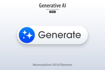Fototapete - Generate AI button. Enter command prompt to generate ideas. 3D modern button with icon design for Apps, websites, interfaces, and mobile apps. UI UX design, Vector illustration.