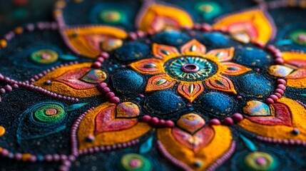 Wall Mural - Colorful Mandala Pattern Art Close Up Macro Detail