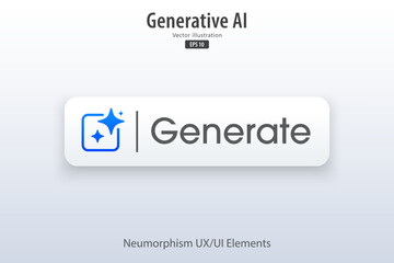 Wall Mural - Generate AI button. Enter command prompt to generate ideas. 3D modern button with icon design for Apps, websites, interfaces, and mobile apps. UI UX design, Vector illustration.