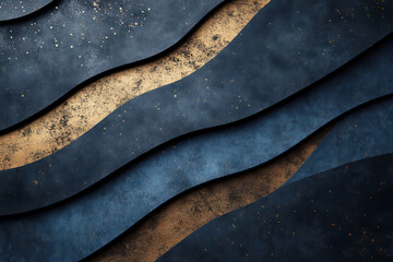 Abstract blue ad gold structure shapes background