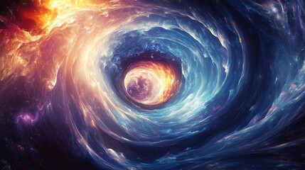 Poster - Abstract Cosmic Vortex with Swirling Colors and Glowing Lines