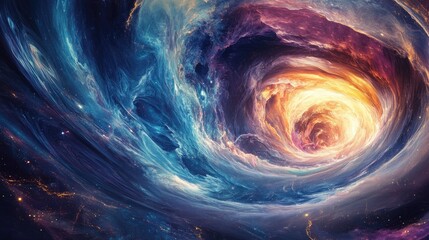 Poster - Abstract Swirling Nebula with Bright Center