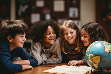 Canvas Print - Laughing school child kid.