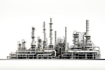 Sticker - Oil refinery architecture factory white background.