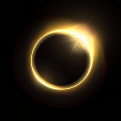 gold circle lens flare with black blank background