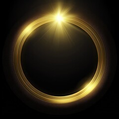 gold circle lens flare with black blank background